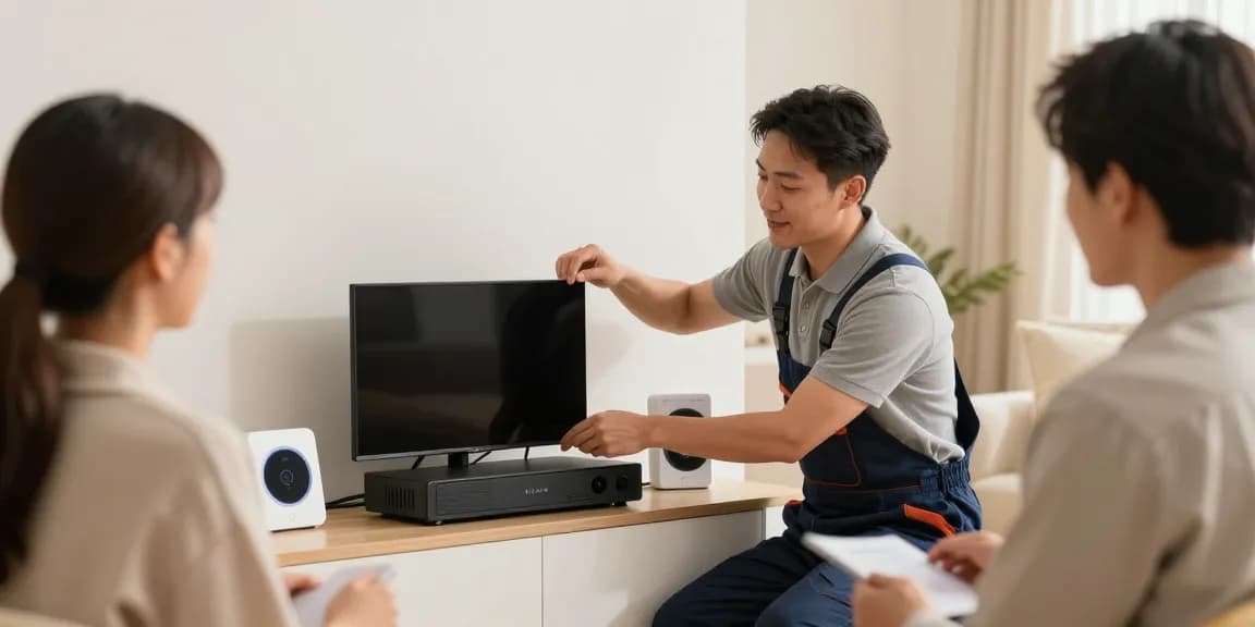 Smart IPTV installation by a trusted local service provider in a community setting.