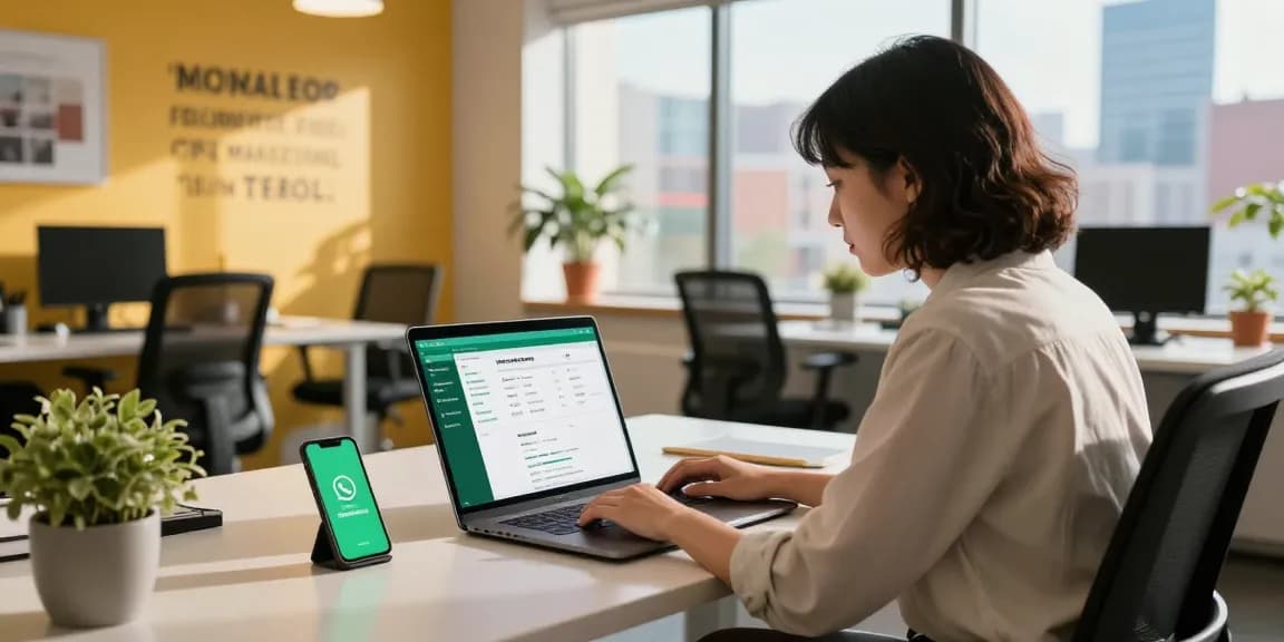 Analyzing WhatsApp下載 metrics in a modern digital marketing office.