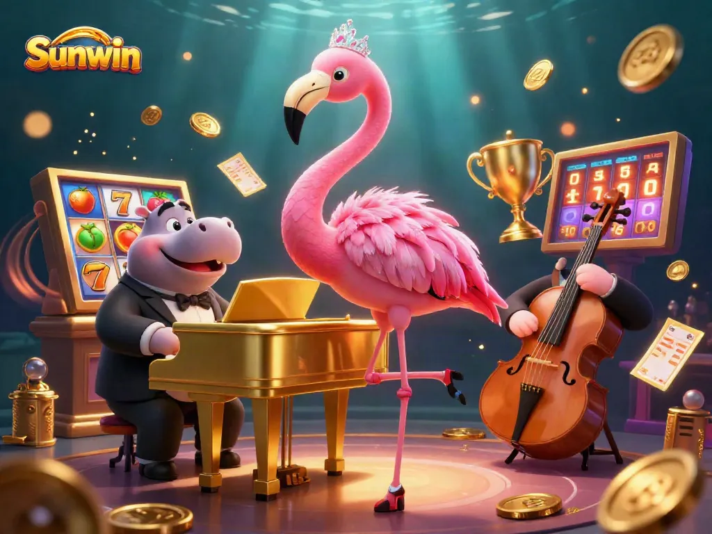 Experience thrilling action with Sunwin's vibrant casino characters and gaming elements.