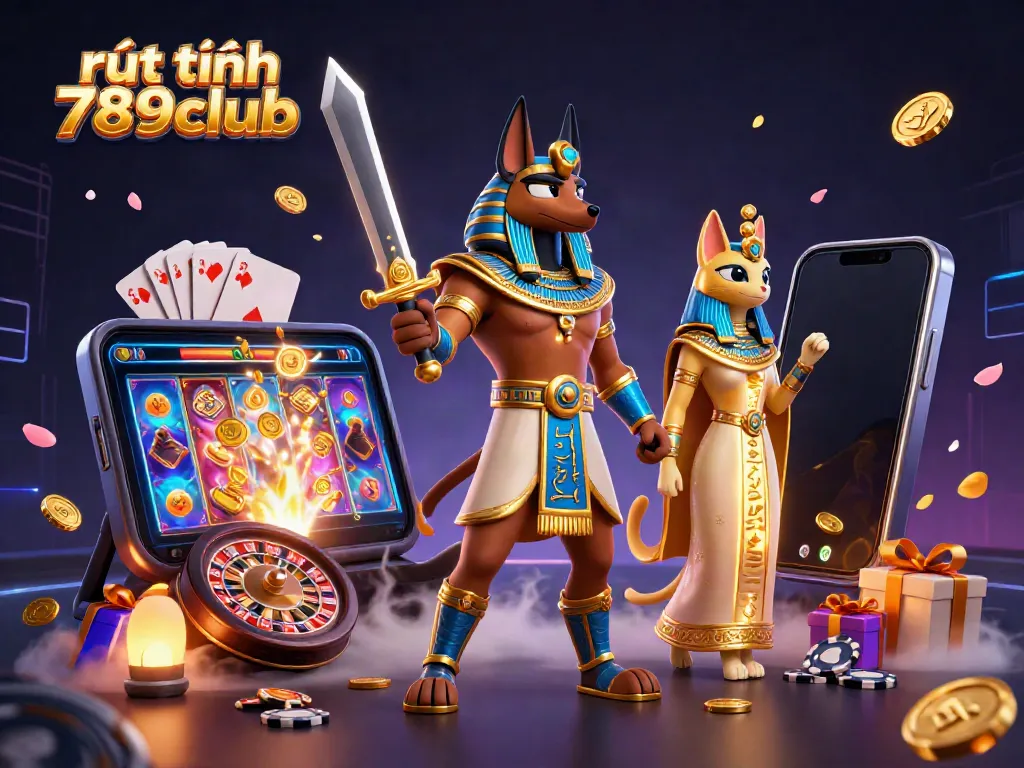 Experience fast cashout options with rút tiền 789club in an exciting casino illustration.