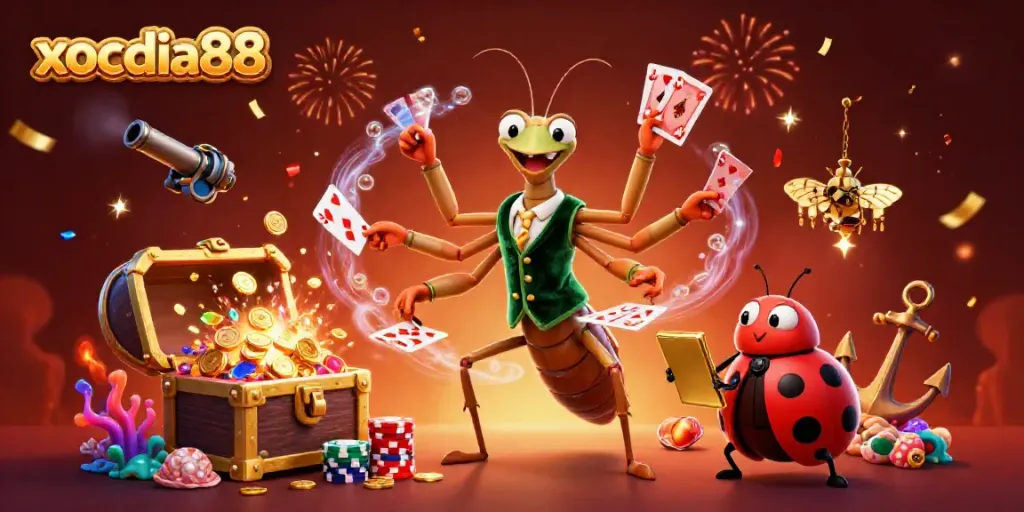 Experience thrilling gameplay at xocdia88 with vibrant casino characters and action-packed elements.