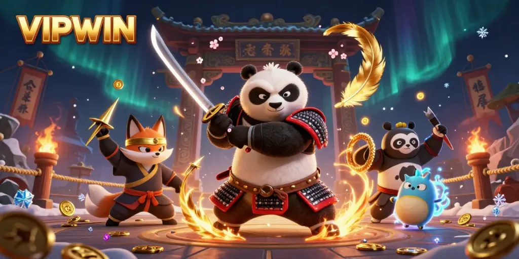 Engage in thrilling betting at VIPWIN with a dynamic 3D scene featuring colorful characters and rich casino elements.