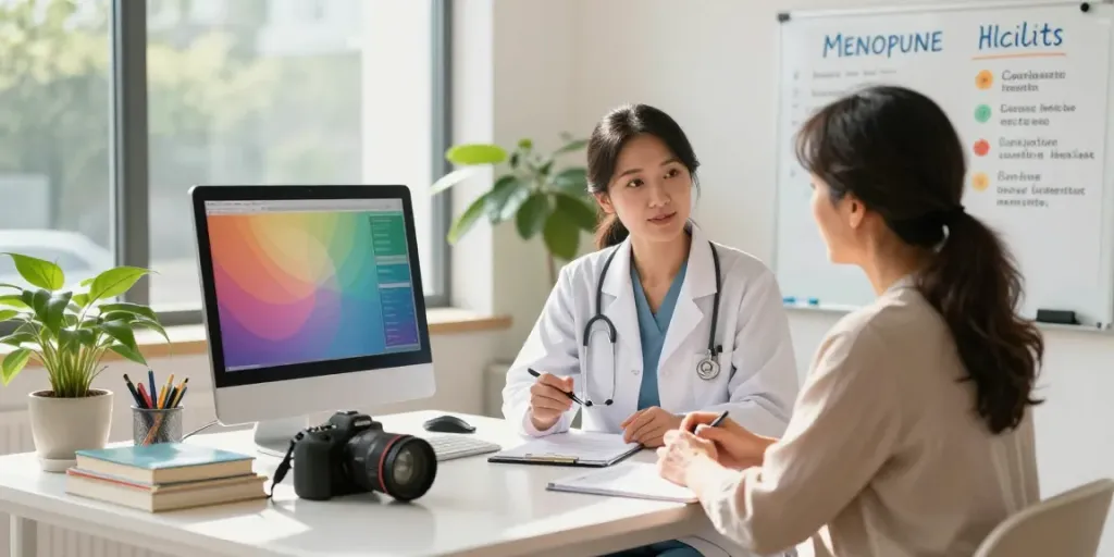 Menopause Nutritionist Surrey consultation scene with tailored health solutions for women.