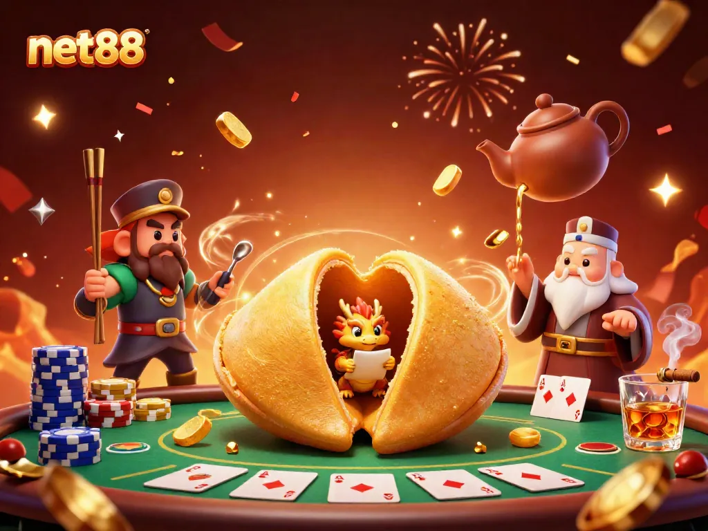 Experience the excitement of net88's gaming world, featuring a vibrant casino scene with dynamic elements.