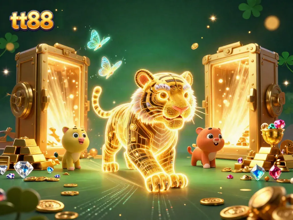 Engage with the dazzling world of tt88, where a glowing tiger guides players through treasure-filled casino adventures.
