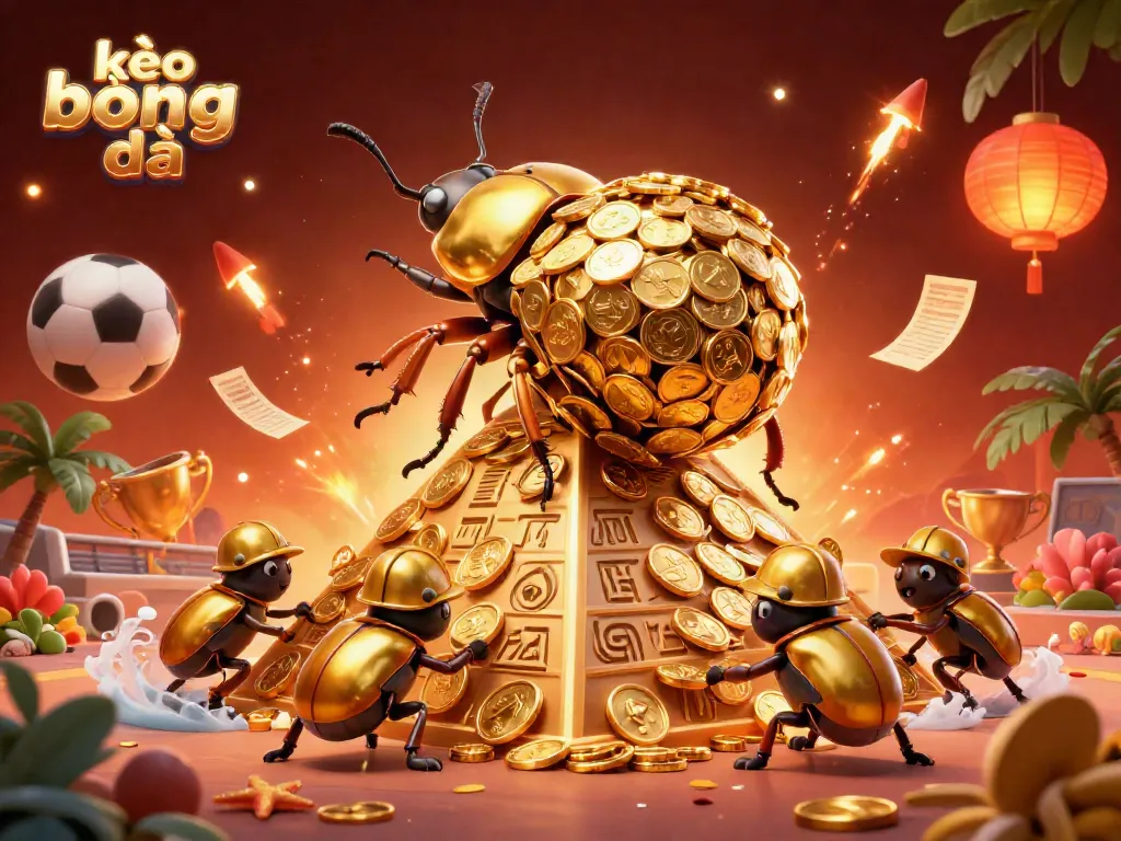 Experience kèo bóng đá excitement with dynamic sports elements and gold coin visuals.
