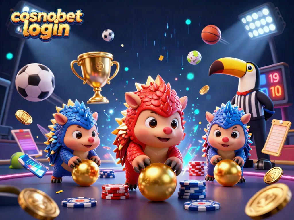 Engage with cosmobet login via dynamic gaming illustration featuring rival pangolins and vibrant casino elements.