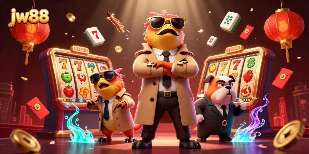 Engage with jw88 action in a vibrant VIP casino lounge filled with dynamic slot elements.