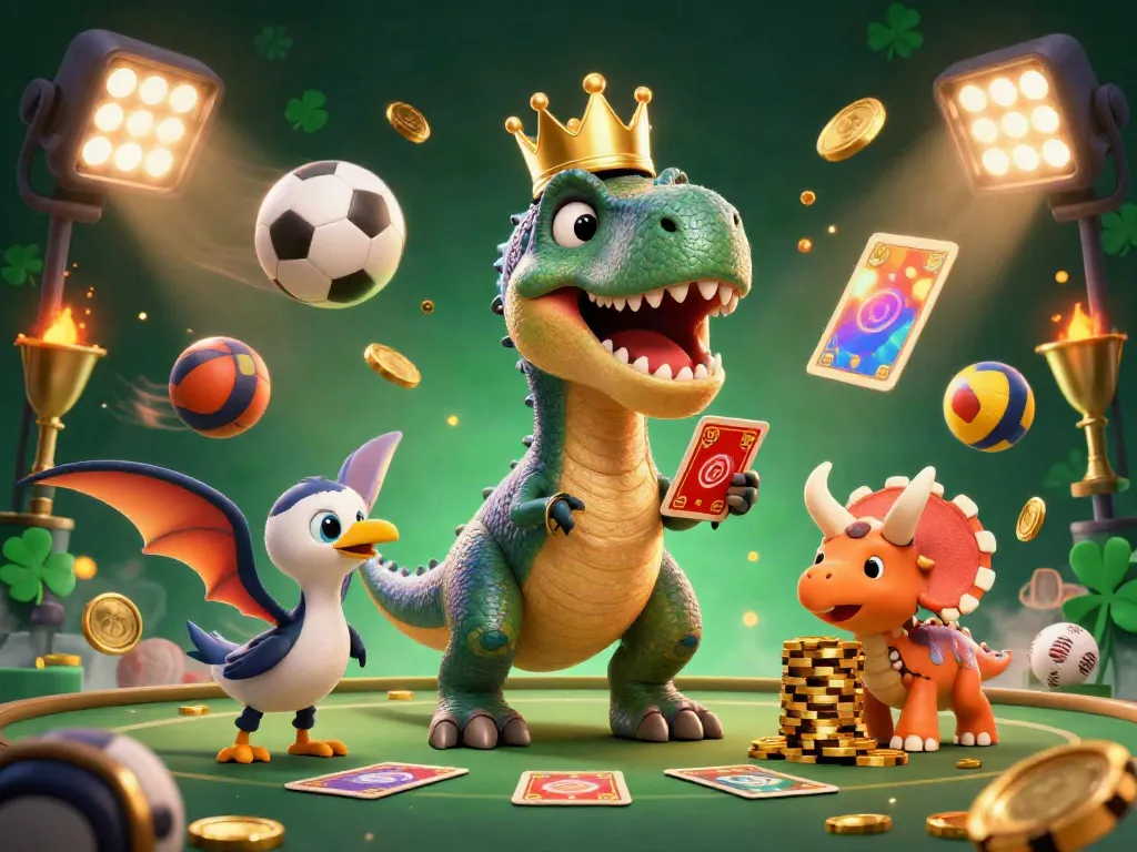 Engaging TR 88 casino scene with dinosaurs in action, blending fun and gaming.