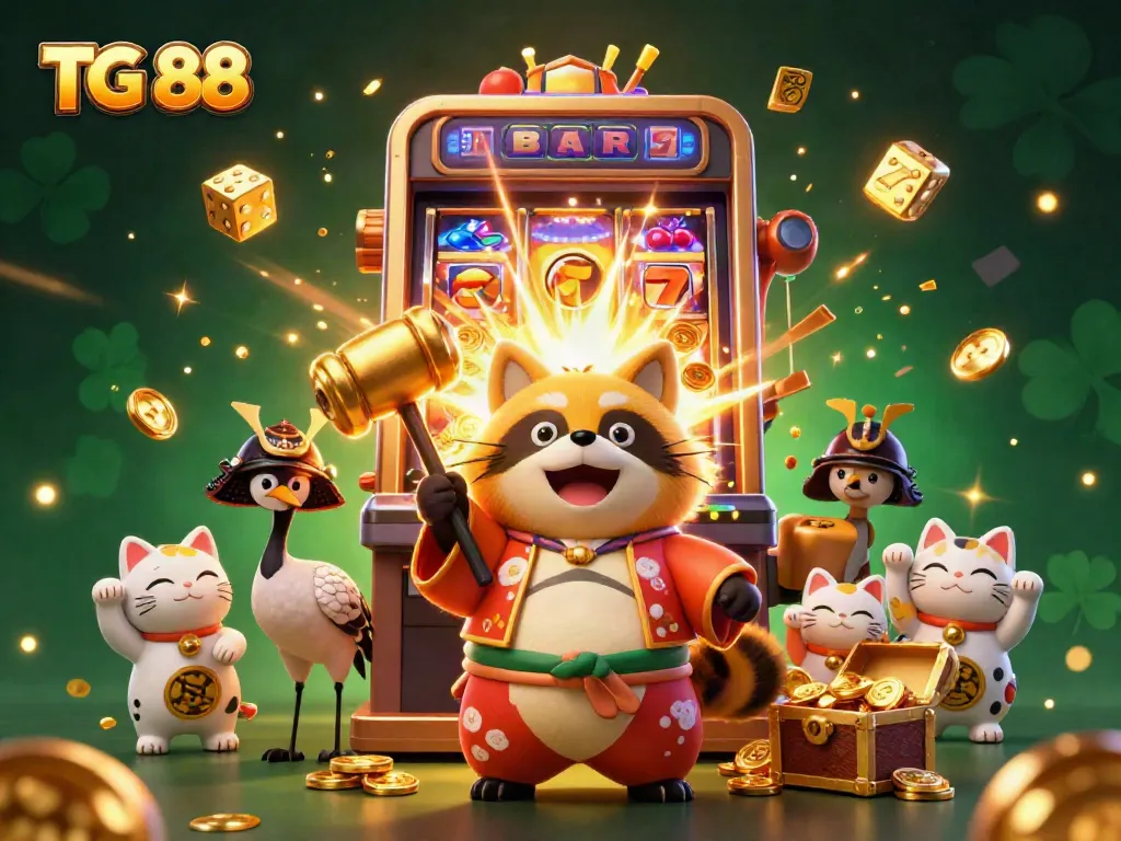 Experience thrilling moments at TG 88 with vibrant symbols and characters in an exciting casino scene.