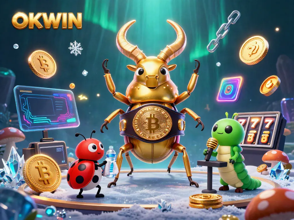 Experience the excitement of the OKWIN casino world, featuring a unique boxing showdown with digital currency elements.