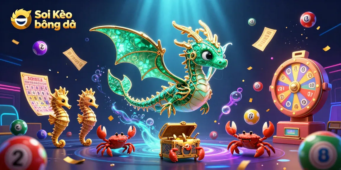 Soi Kèo bóng đá ignites excitement with dynamic lottery elements and a regal sea dragon in action.