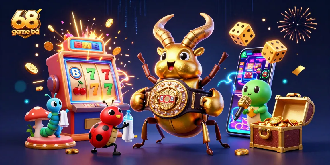 Engage with thrilling gaming action in 68 game bài surrounded by colorful symbols and dynamic characters.