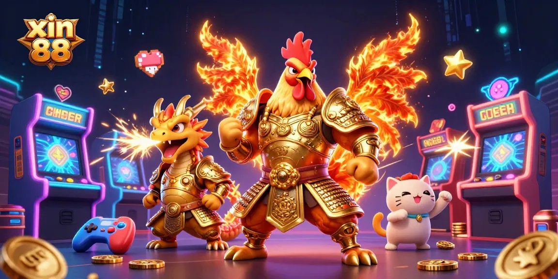 Engage with xin 88 through a vibrant 3D cartoon illustration showcasing dynamic gaming elements and exciting characters.
