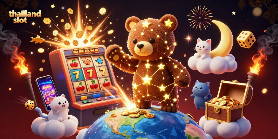 Engage with exciting thailand slot games featuring a golden constellation bear and dynamic casino elements.