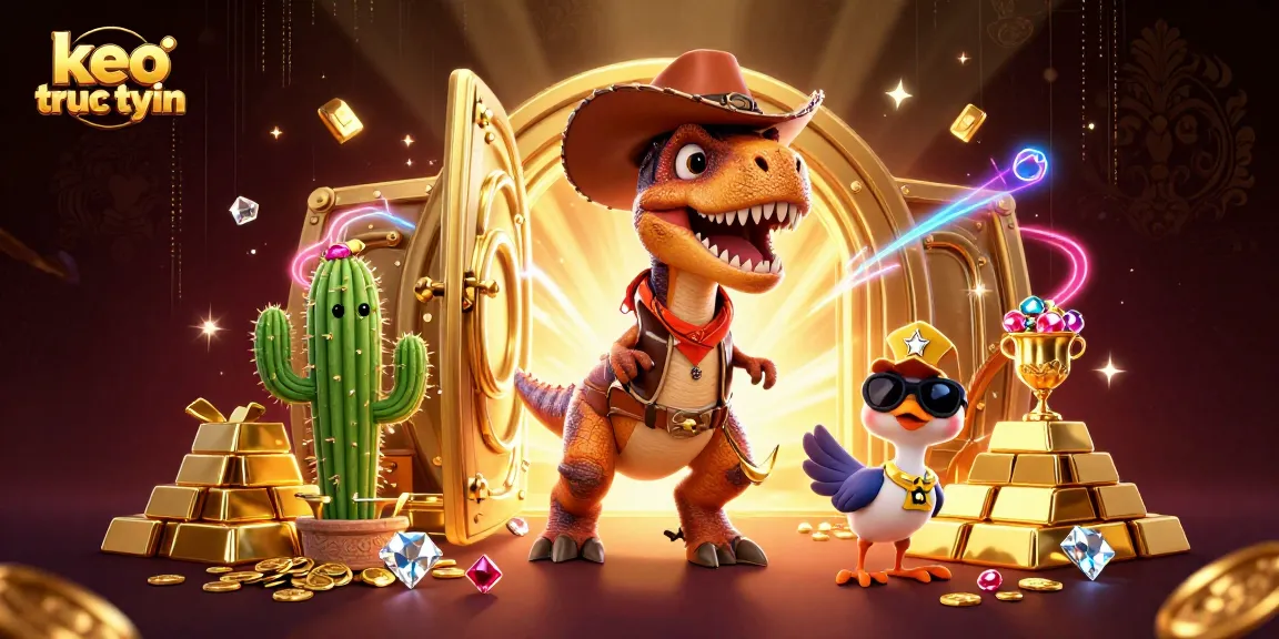 Bet on keo truc tuyen with dynamic 3D cartoon characters and sparkling casino elements