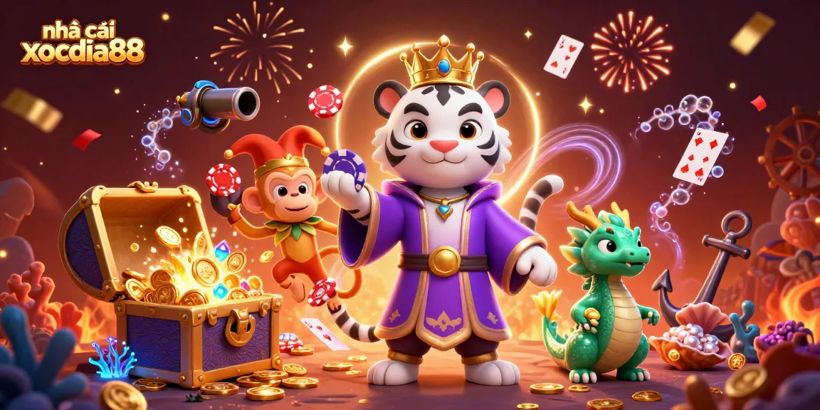Engage with nhà cái xocdia88 featuring a vibrant 3D scene of traditional gaming action.