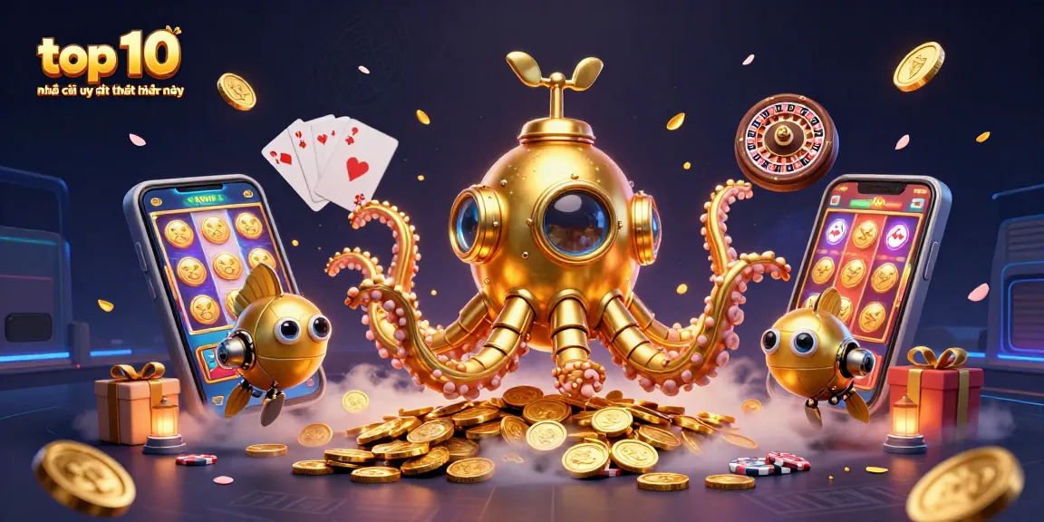 Engage with the top 10 nhà cái uy tín nhất hiện nay in a vibrant 3D casino scene filled with action.