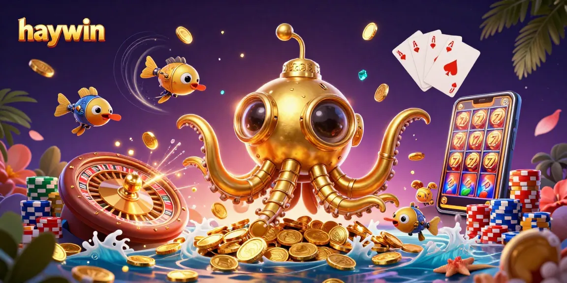 Engage in exciting gameplay at Haywin with golden coins, vibrant casino elements, and winning opportunities.