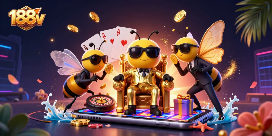 Play exciting slots at 188v with colorful reels, gold coins, and engaging casino elements.