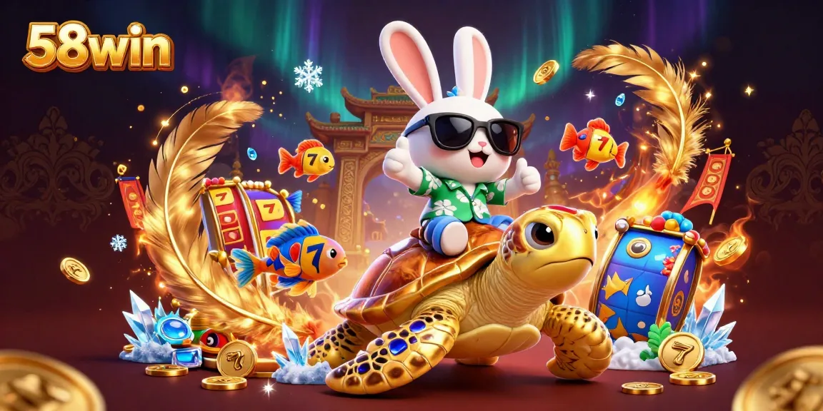 Engage with 58win's vibrant gaming experience, featuring cartoon characters and a lively casino atmosphere.