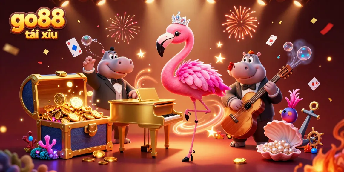 Join the excitement of go88 tài xỉu with vibrant characters and casino elements in a captivating scene.