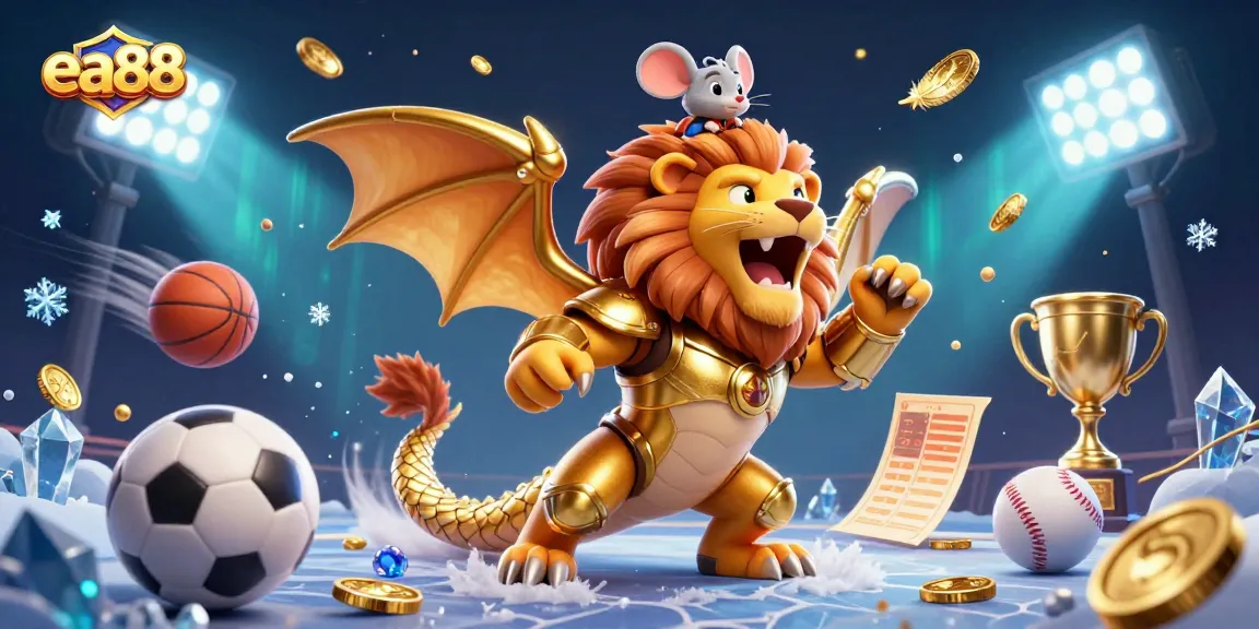 Experience the thrill of ea88 sports betting with an epic 3D chimera and dynamic sports elements!