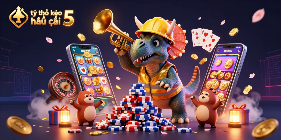 Engage with tỷ lệ kèo nhà cái 5 through a vibrant 3D illustration showing a lively casino scene.