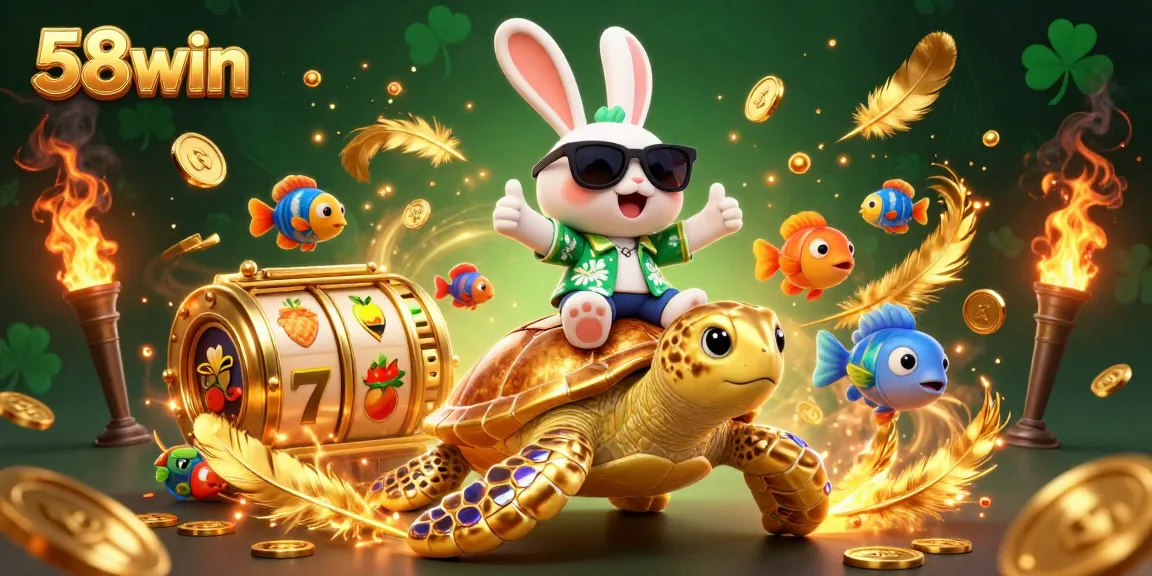 Experience thrilling wins with 58win's vibrant slot games featuring golden elements and lucky symbols.