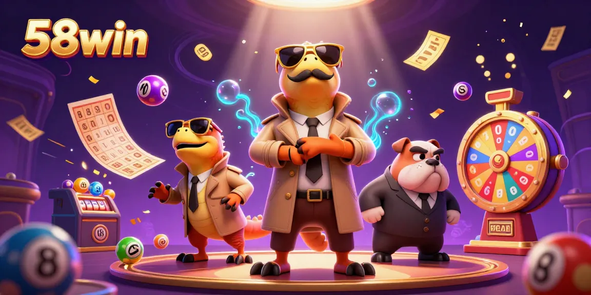Experience thrilling gameplay at 58win with vibrant lottery balls and cartoon characters in action.
