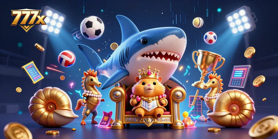 Engage in thrilling sports betting action with 777x, featuring a vibrant gambling-themed illustration.