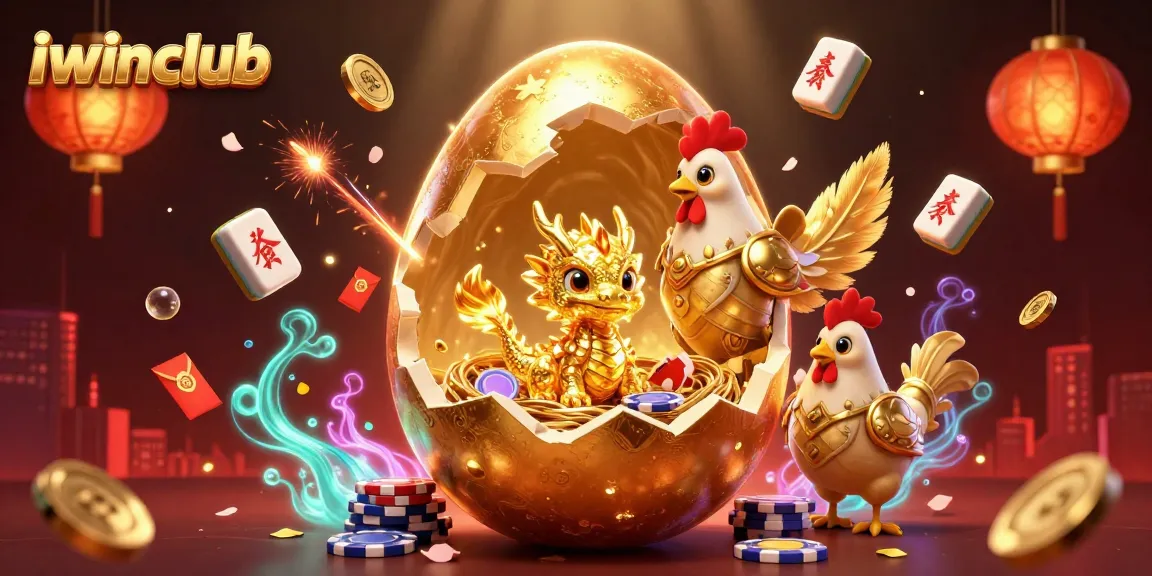 Win big at iwinclub with a dazzling scene of a golden dragon and festive casino elements.
