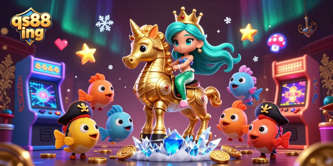 Experience thrilling wins at qs88 ing with vibrant 3D casino artwork featuring mermaids and gaming elements.