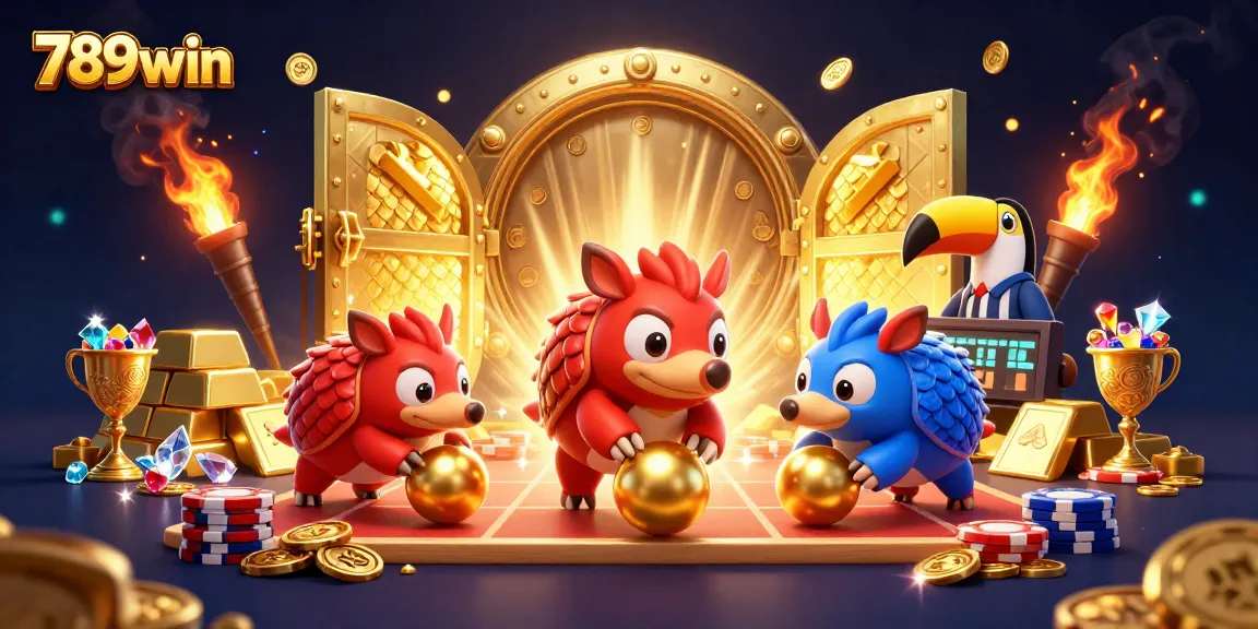 Experience exciting gameplay with 789win featuring rival pangolins in a dazzling casino scene.