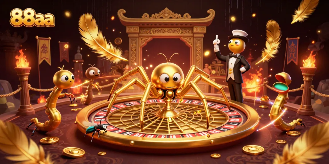 Experience the excitement at 88aa with a vibrant 3D illustration of a spider roulette game scene.