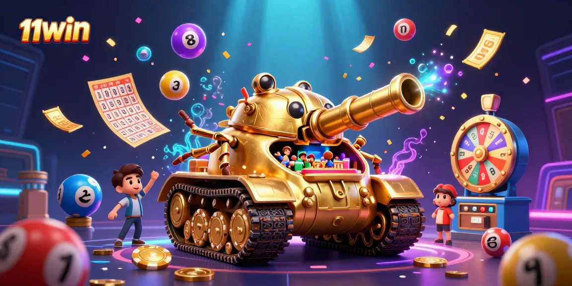 Experience the vibrant lottery and casino excitement with 11WIN's 3D immersive illustration.
