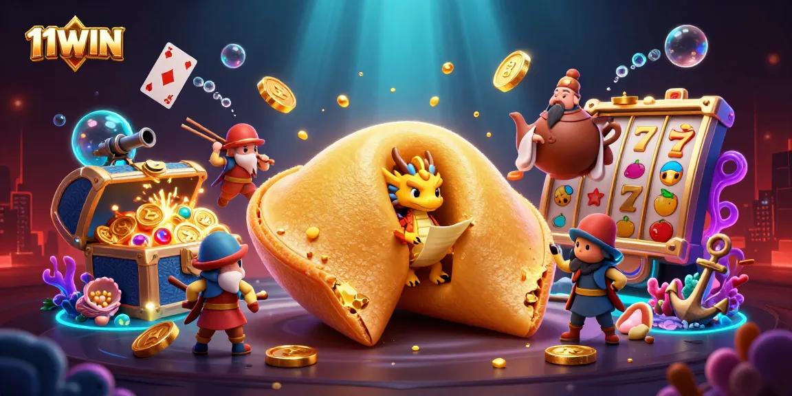 Engage with 11WIN's thrilling casino adventure featuring fortune cookies and guarded treasures.