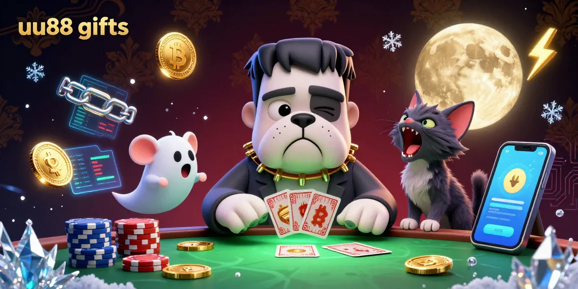 Engage with uu88 gifts at a vibrant online casino scene featuring playful 3D cartoon characters.