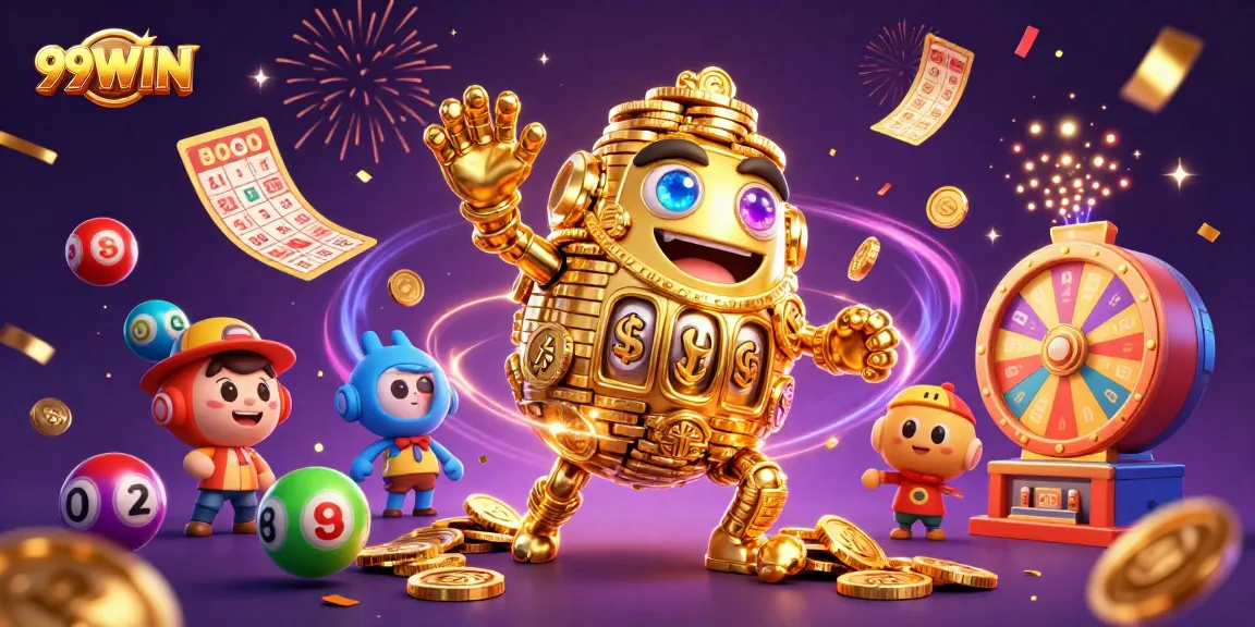 Engage with 99WIN's thrilling online casino experience as golden golems and exciting game elements burst with energy.