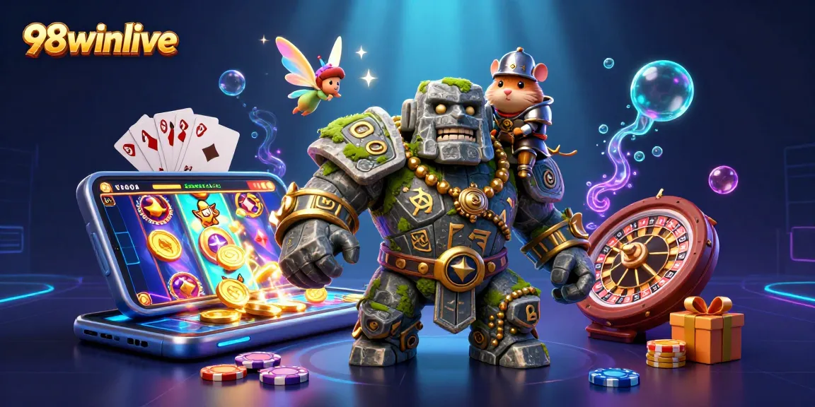 Spin the reels with 98winlive as the magical golem and fairy cast a winning spell!