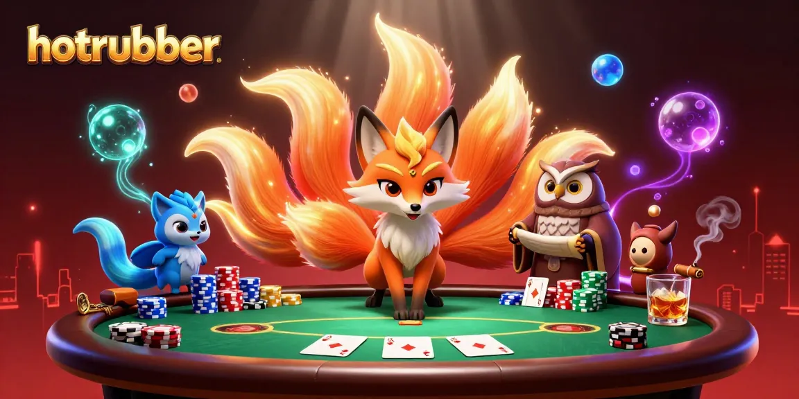 Engage with hotrubber's vibrant casino scene featuring poker action and colorful spirits.