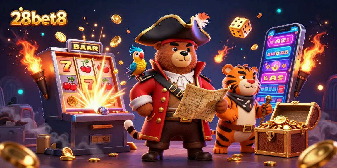 Experience thrilling wins at 28bet8 with a vibrant 3D casino scene full of adventure and excitement.